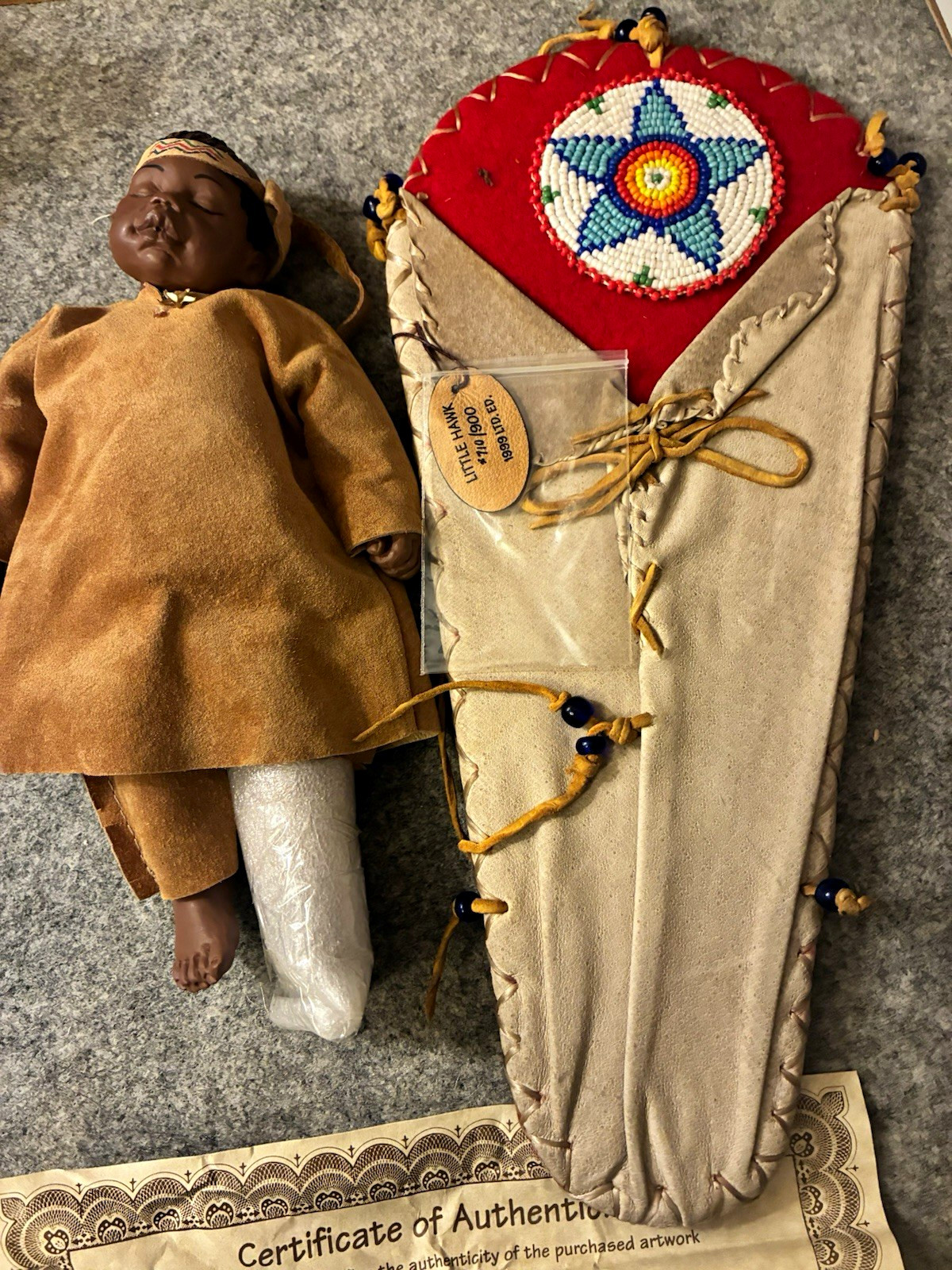 Daddy\'s Long Legs Little Hawk Native American Doll & Cradleboard, Ltd Ed