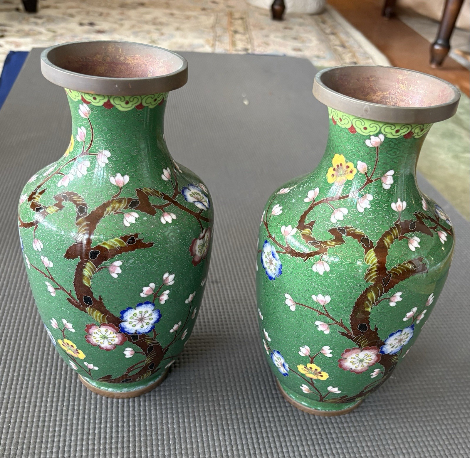 Pair of Vintage Chinese Cloisonné Vases