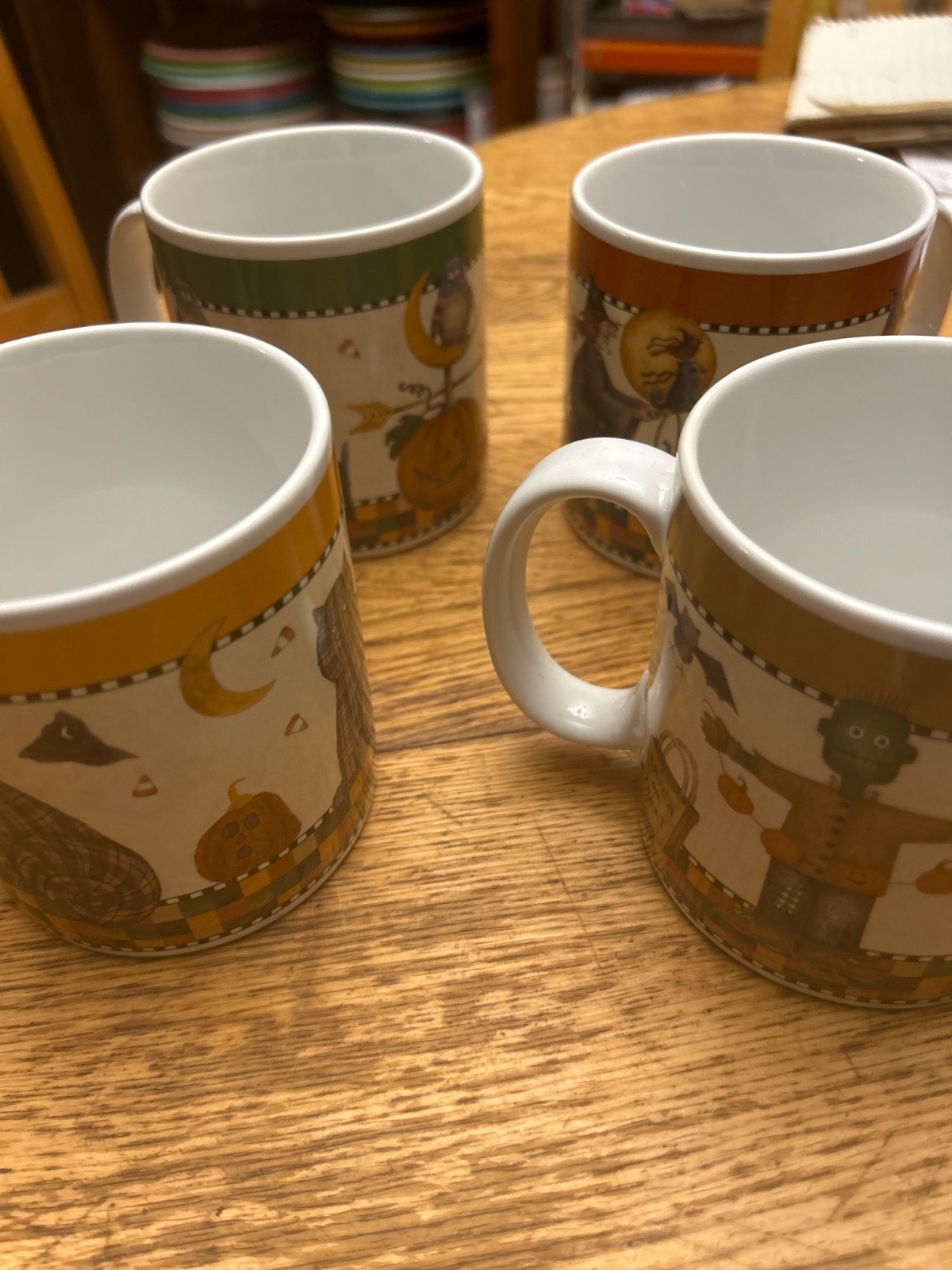 Vintage Debbie Mumm Sakura 1990s Nostalgia Halloween Mugs COMPLETE SET of 4