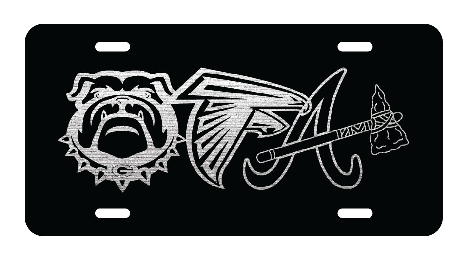 Georgia Bulldogs logo and Atlanta Braves logo and Atlanta Falcons logo Car Tag