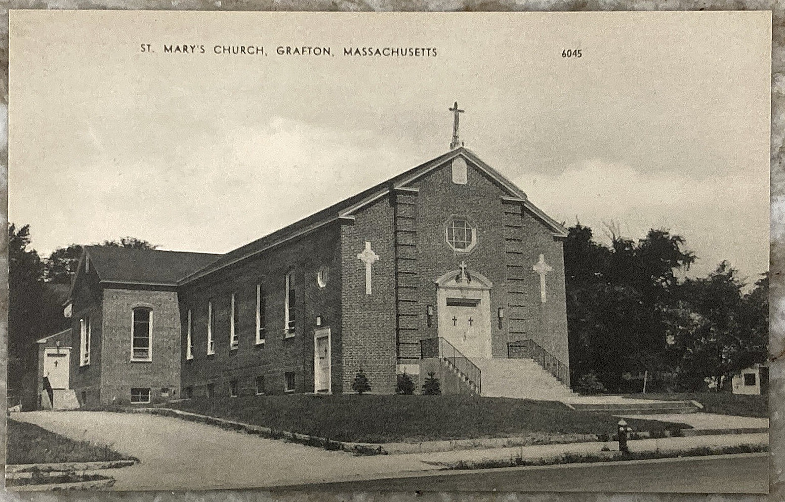 St. Mary\'s Church Grafton Massachusetts B&W Photolux Postcard C565