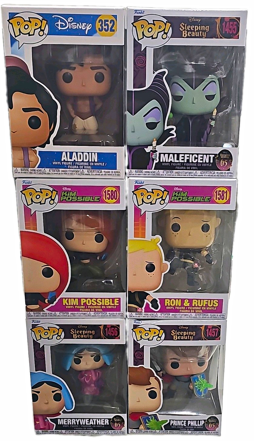 Funko Pop Disney 6-Pack Boxed Vinyl Aladdin/Maleficent/Kim Possible Funko Pop Disney 6-Pack Boxed Vinyl Aladdin/Maleficent/Kim Possible