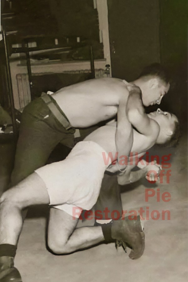 Two 1950s Soldiers doing the Dip 4x6 reprint Gay Estate Collection