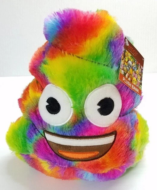 EMOJI RAINBOW POOP PLUSH PIGGY COIN BANK MONEY SAVE DECORATIVE TIE DYE FUN NEW