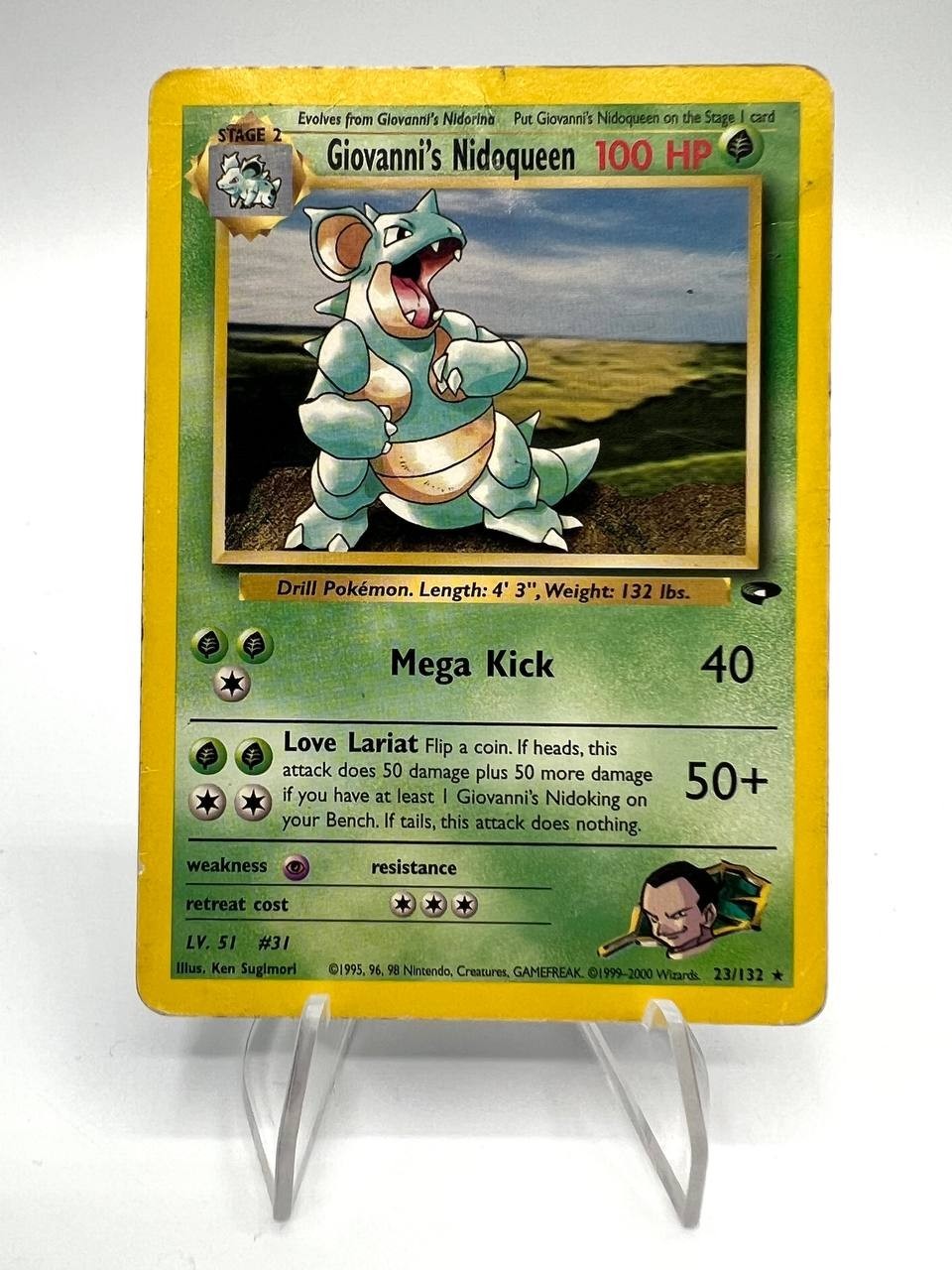 Giovanni\'s Nidoqueen 23/132 No Holo Set Gym Challenge ENG Played Pokemon Card Giovanni\'s Nidoqueen 23/132 No Holo Set Gym Challenge ENG Played Pokemon Card