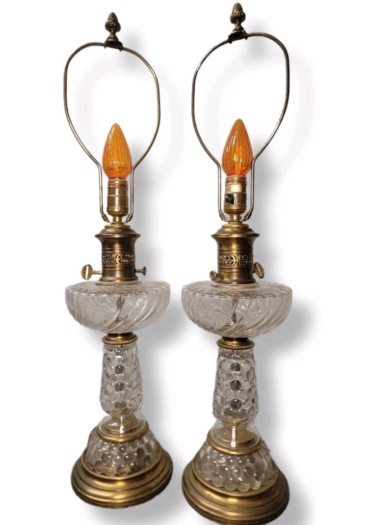 1940s Paul Henson Brass & Glass Lamps Hollywood Regency Style