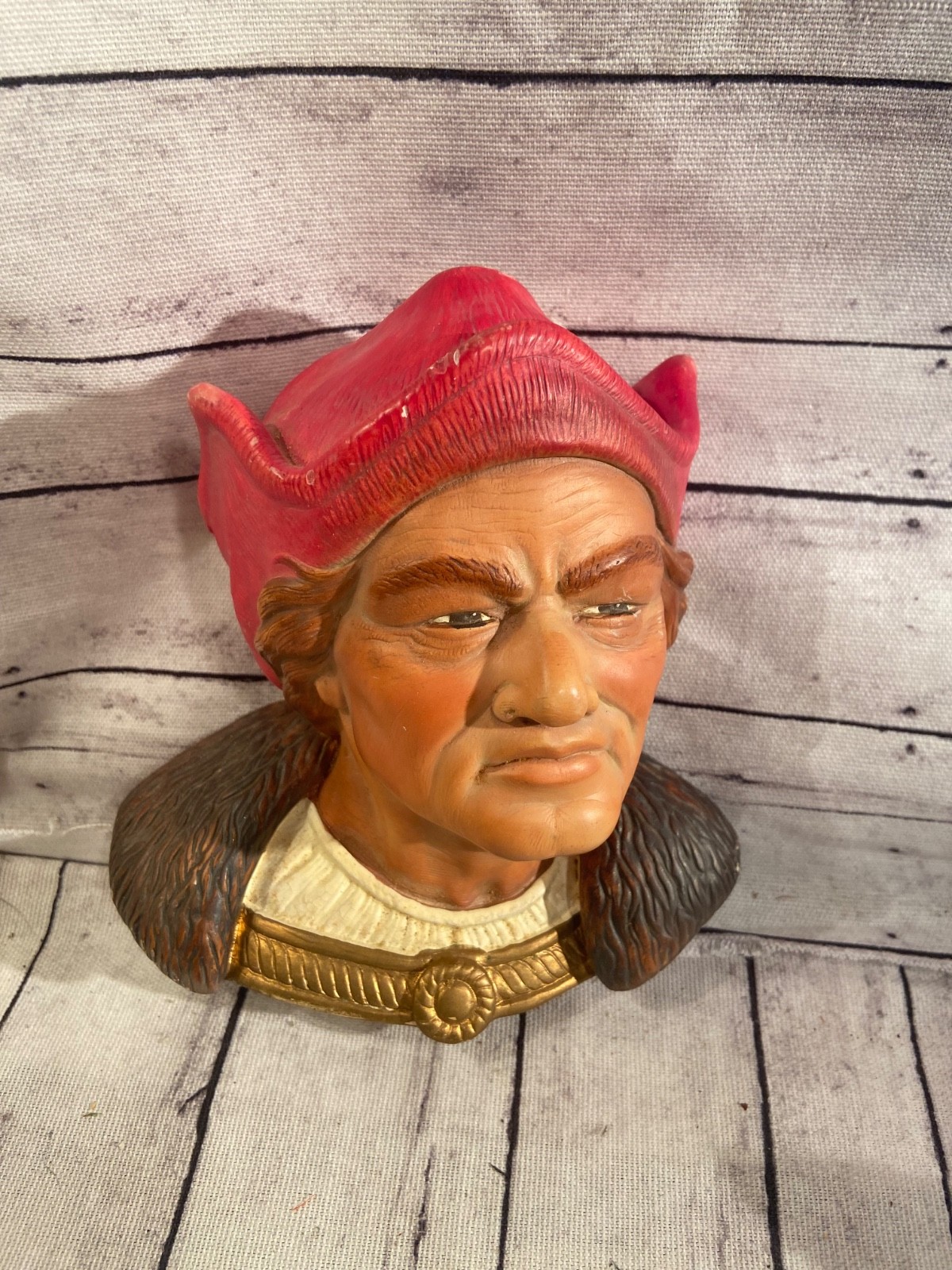 Vintage Ceramic Figurine Bust-Chalkware- Medieval Character