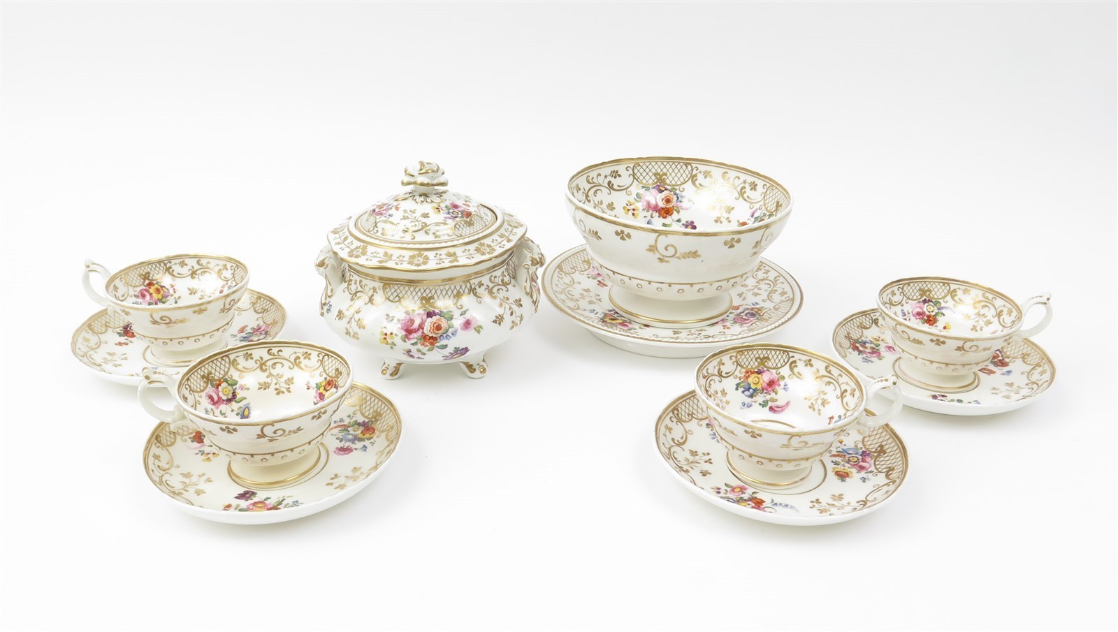 John & William Ridgway Bone China Cauldon Place Works \'Argyle\' 2/3211 Tea Set