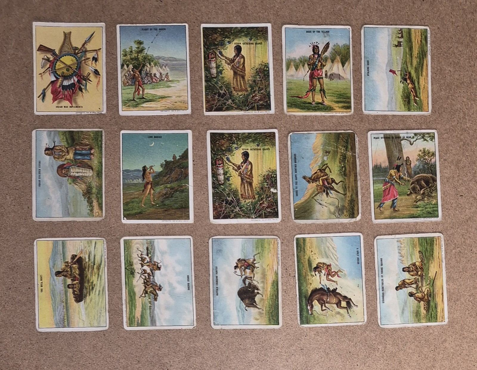 1910 Hassan T73 Indian Life In The 1860s Antique 15 Tobacco Card Vintage Lot 1910 Hassan T73 Indian Life In The 1860s Antique 15 Tobacco Card Vintage Lot