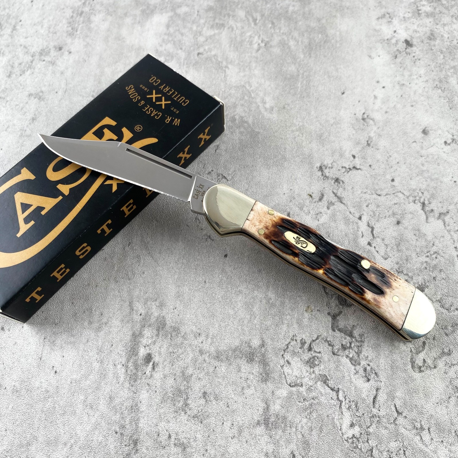 Case XX Knives 00133 Mini Copperlock Jigged Amber Bone Stainless Pocket Knife