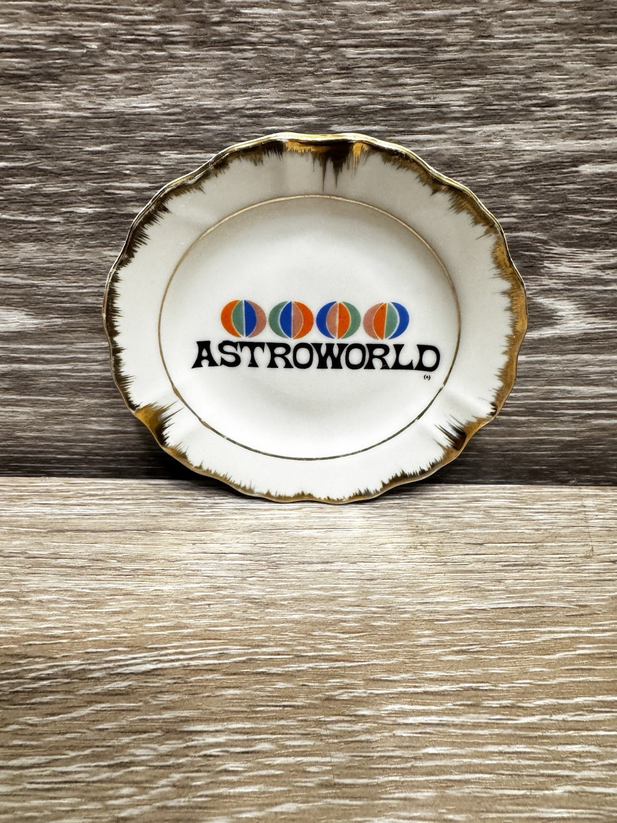 Vintage Astroworld Amusement Park Souvenir Ashtray trinket Dish Logo Ceramic