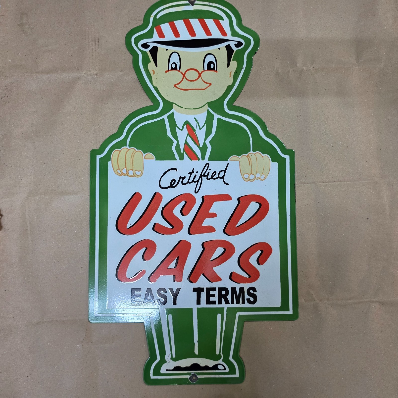 USEDCARS PORCELAIN ENAMEL SIGN 16 X 30 INCHES