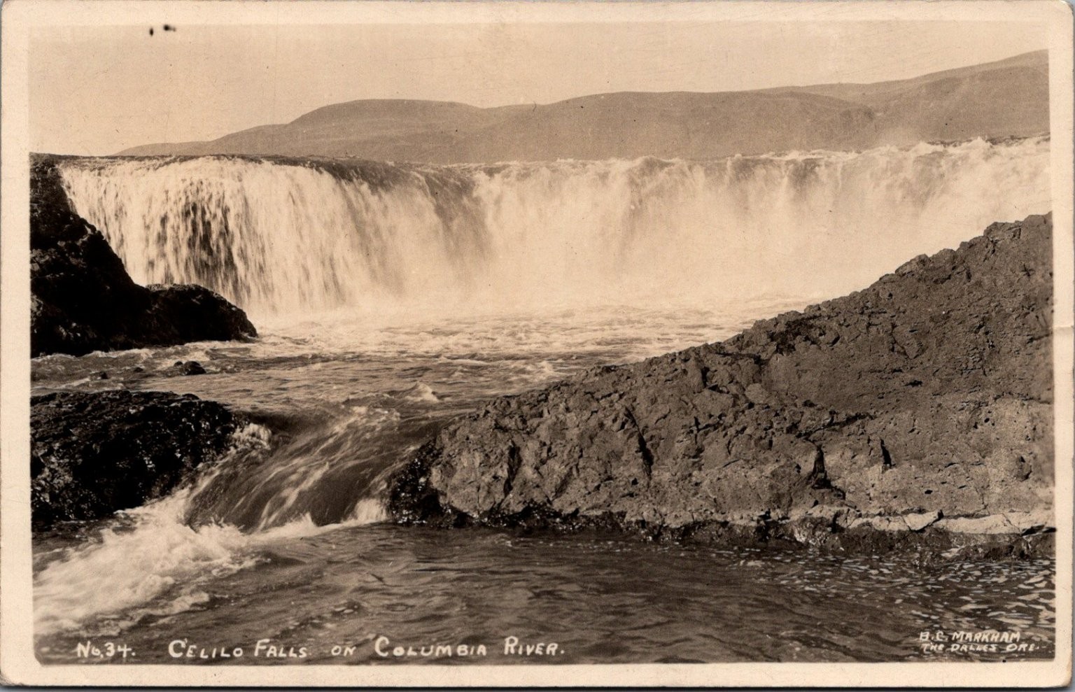 Vintage RPPC Celilo Falls Columbia River Oregon 1940 Postcard Lost Landmark