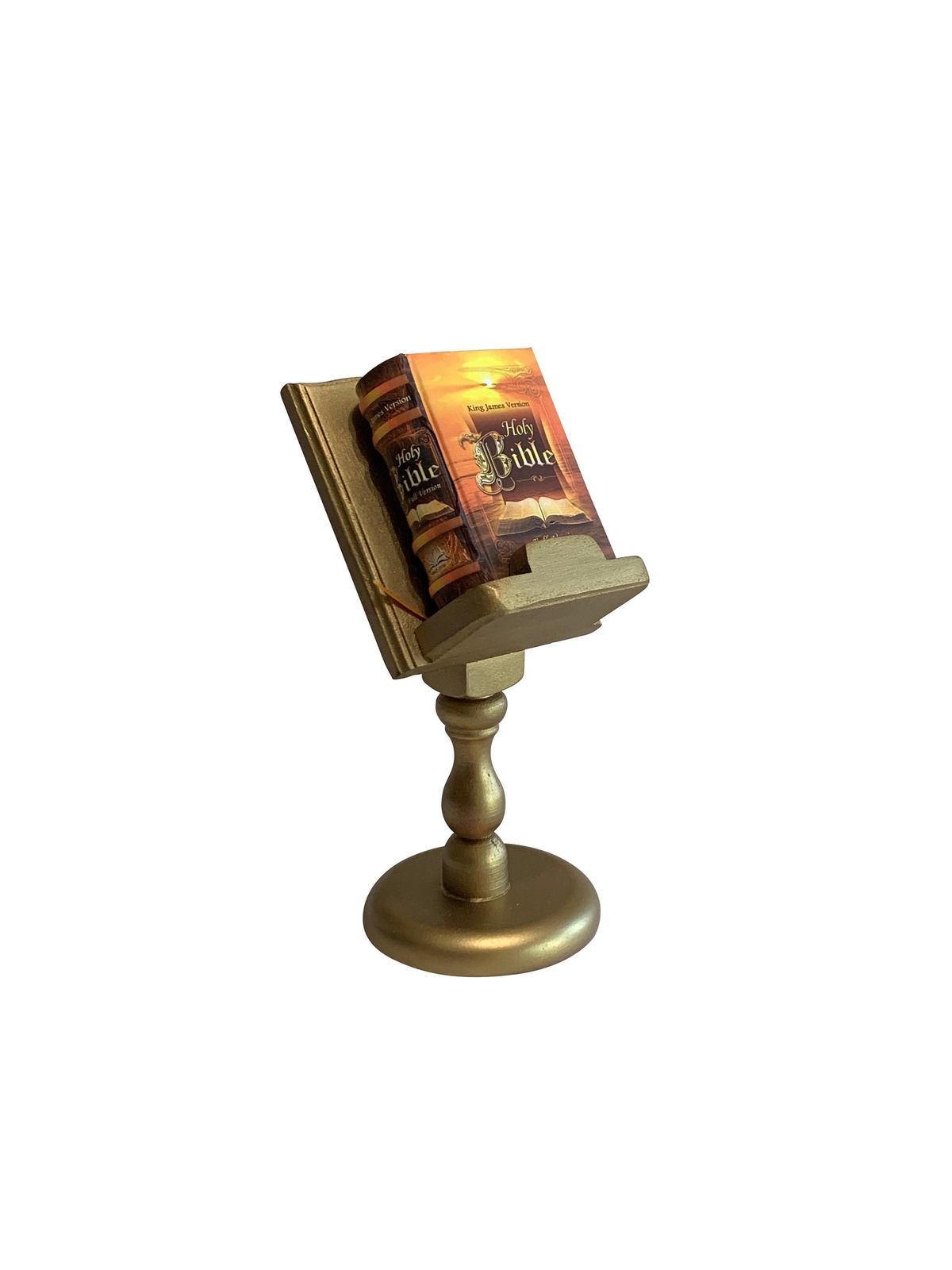 Splendid Holy Bible complete KJV w/ golden-painted wood pedestal hardcover 440pg