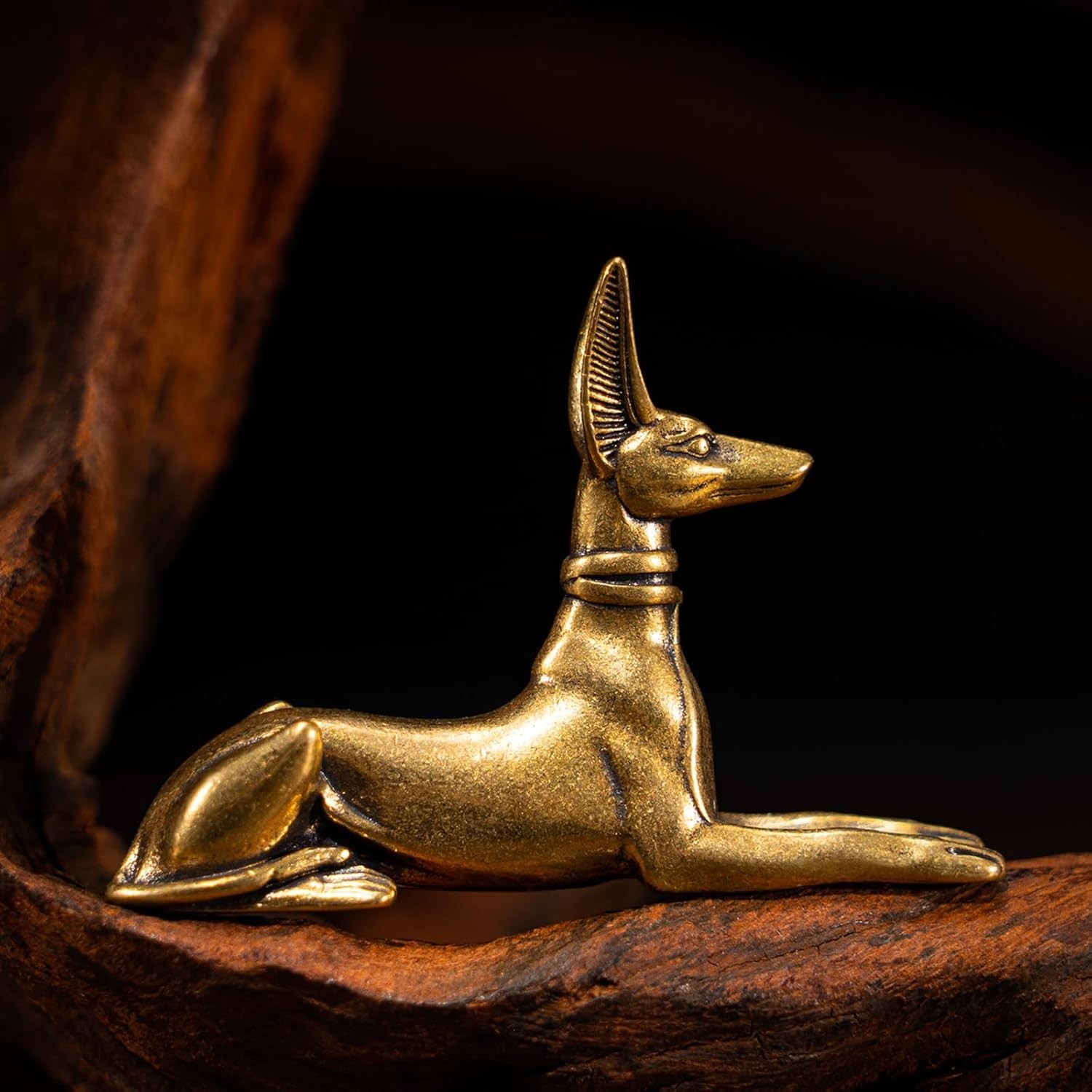 CHOVY 1PC Vintage Brass Egyptian Pharaoh Hound Statue: Exquisite Decorative A...