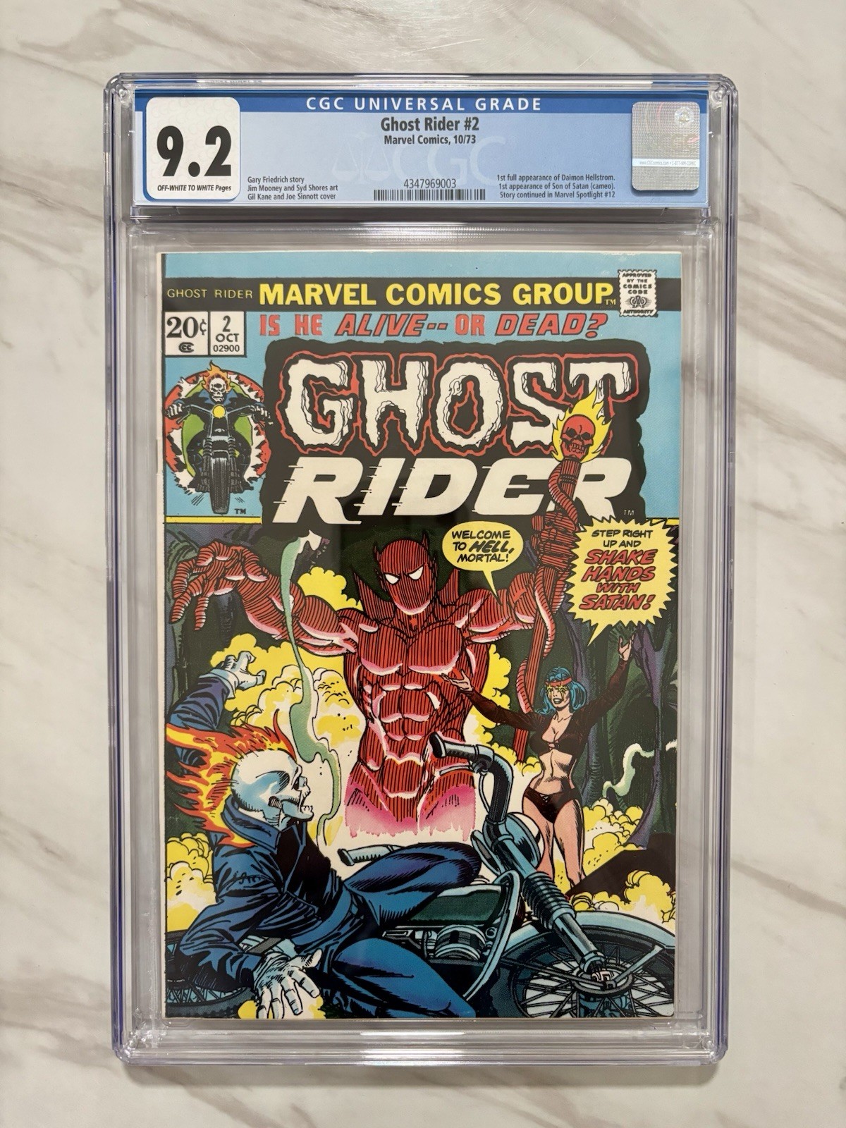 Ghost Rider #2 CGC 9.2 1973 1st App Daimon Hellstrom 1st Cameo Son of Satan