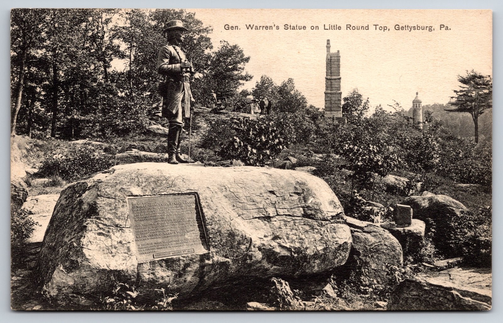 Gen. Warren\'s Statue Little Round Top Gettysburg Pennsylvania Postcard