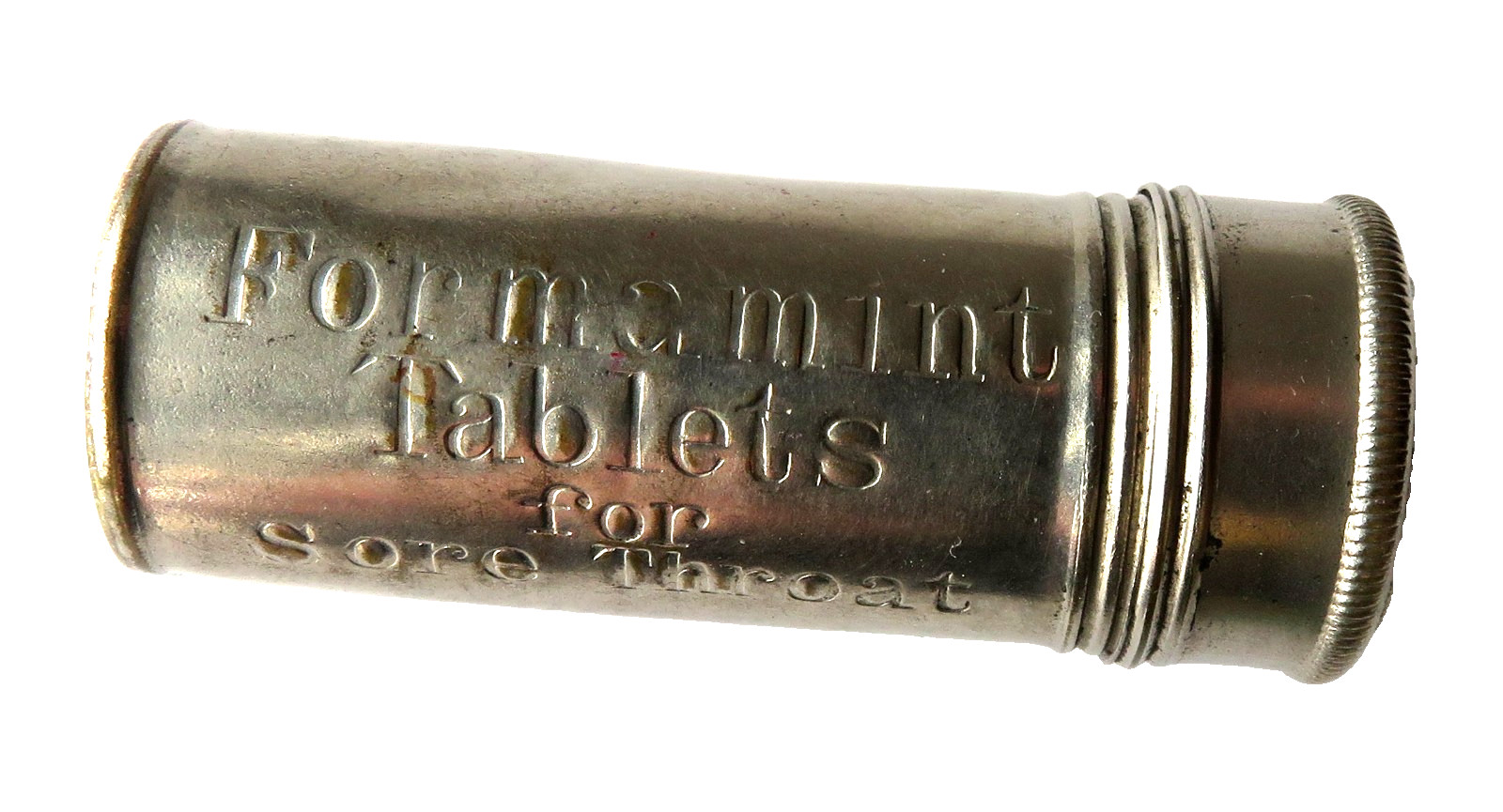 Rare 1900-1910 Wulfing & Co 2”x0.75” Cylindrical Formamint Canister Excellent