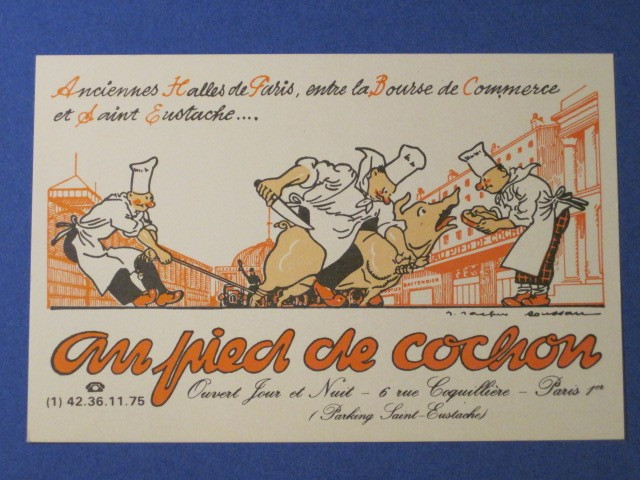 au pied de cochon French Ad Post Card (Approx. 4\