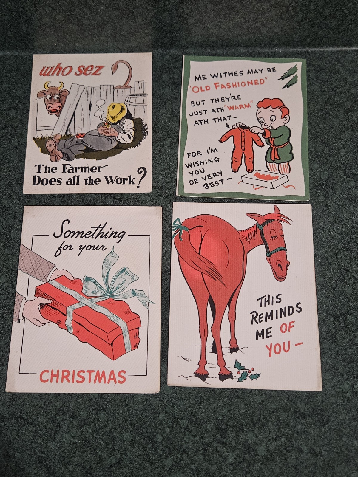Vintage Greeting Cards Christmas Novo Smiles 1940s 1950s Humor Unused Lot CC3
