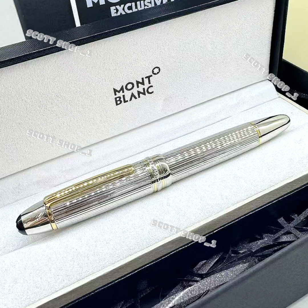 Excellent  AUCTION MONTBLANC 149 Silver Gold Executive Fountain Pen VIP G1N