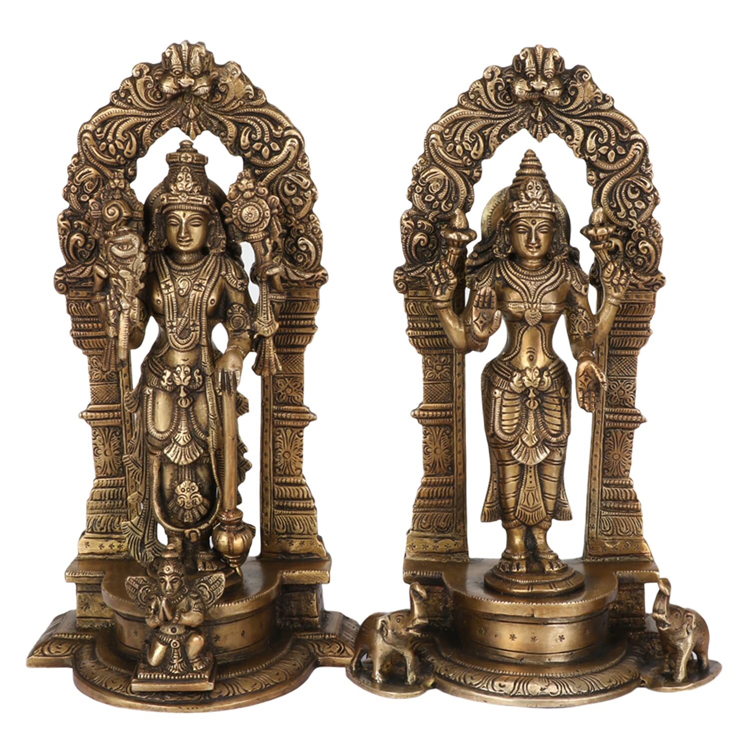 Laxmi Vishnu Statue Brass Hindu Deities Lakshmi Narayan Idol Antique Finish 9 In