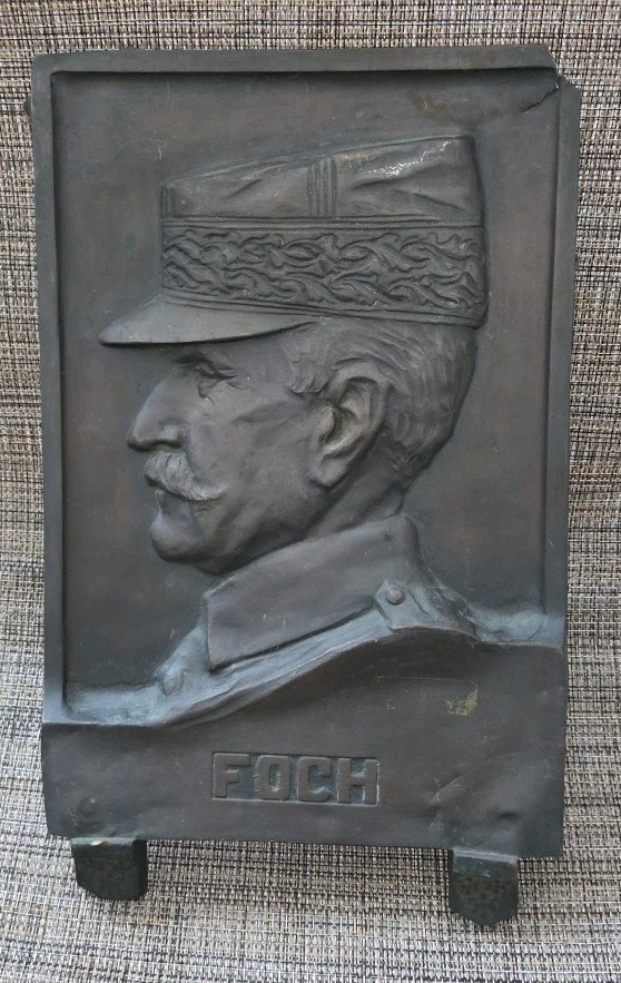 Rare WW I Military Hero Ferdinand  Foch Bronze Plaque. 11
