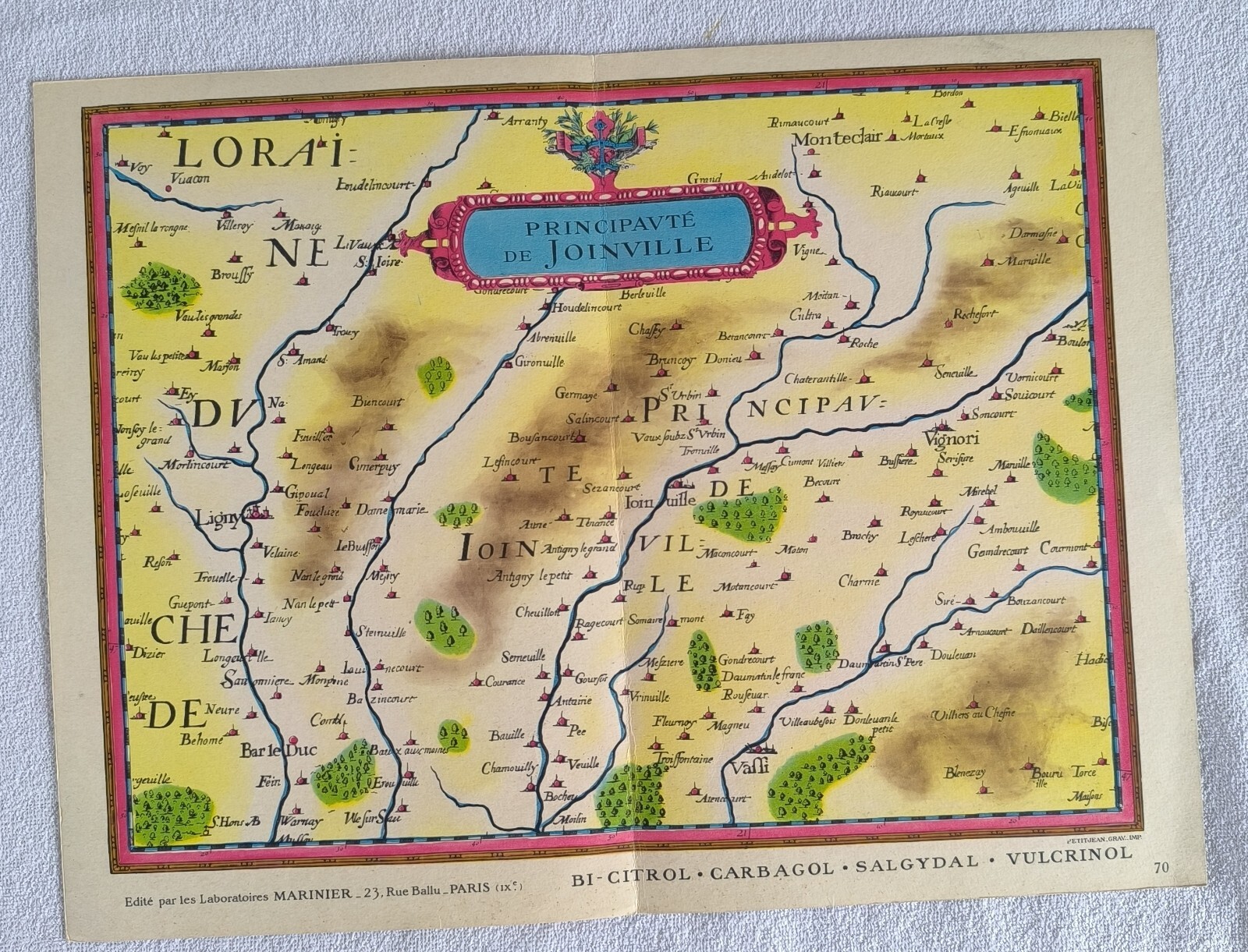 Reprography old map of the Principality of Joinville