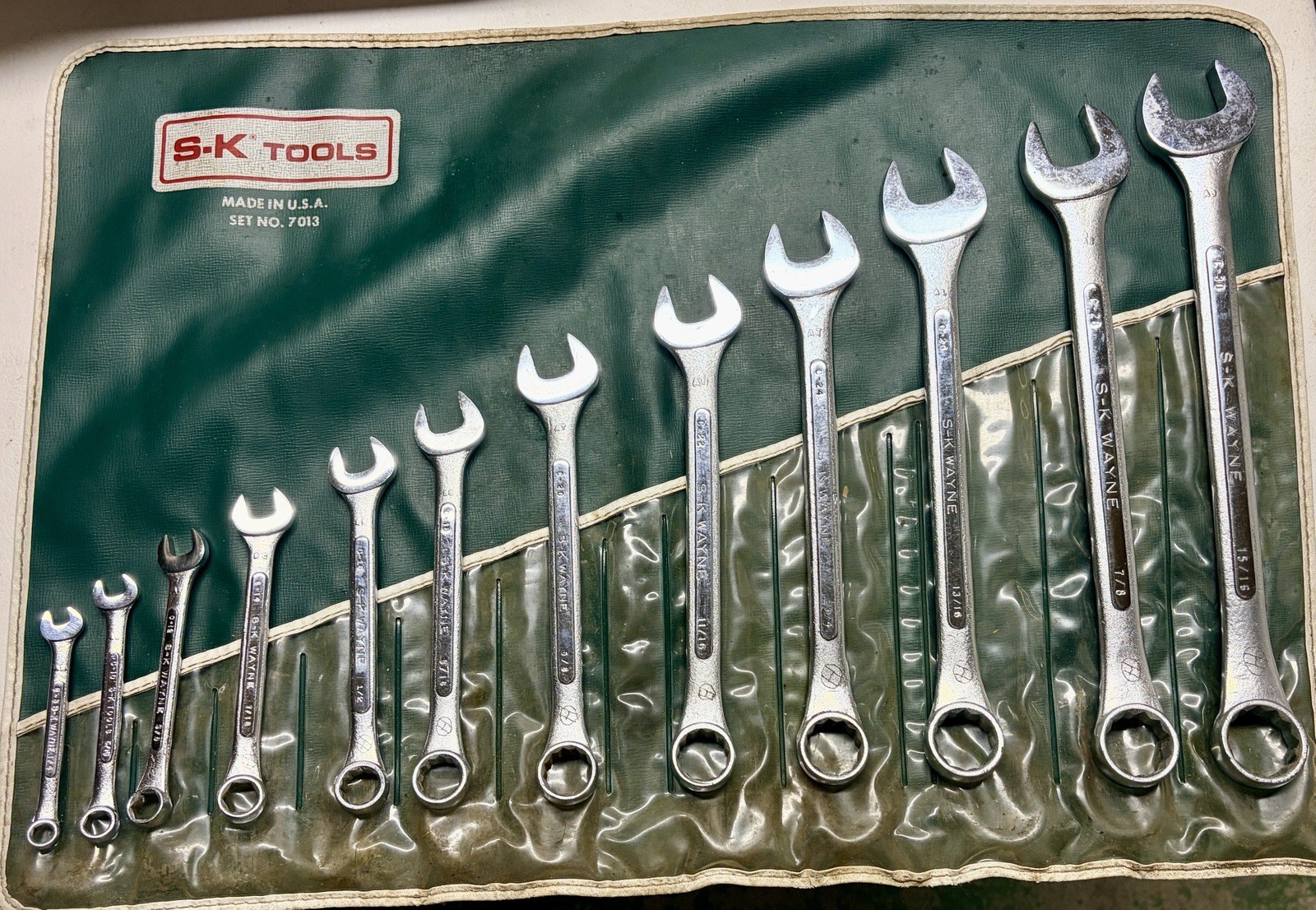 Rare 1964-1968 SK S-K TOOLS 13PC SAE  WRENCH SET 1/4