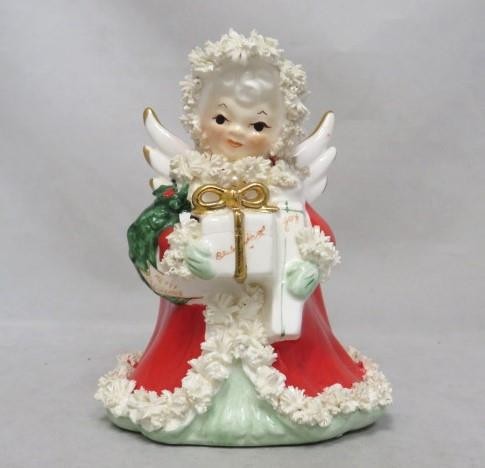 Vintage Napco Shopper ANGEL Planter Christmas Figurine Spaghetti #S1700A (READ)