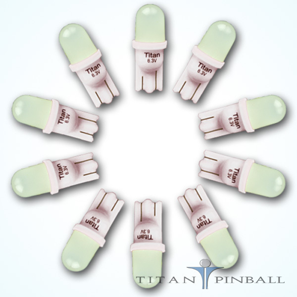 (10 Pack) - 6.3 Volt LED Bulb Frosted 555 Wedge Base (T10) Pinball - COOL WHITE