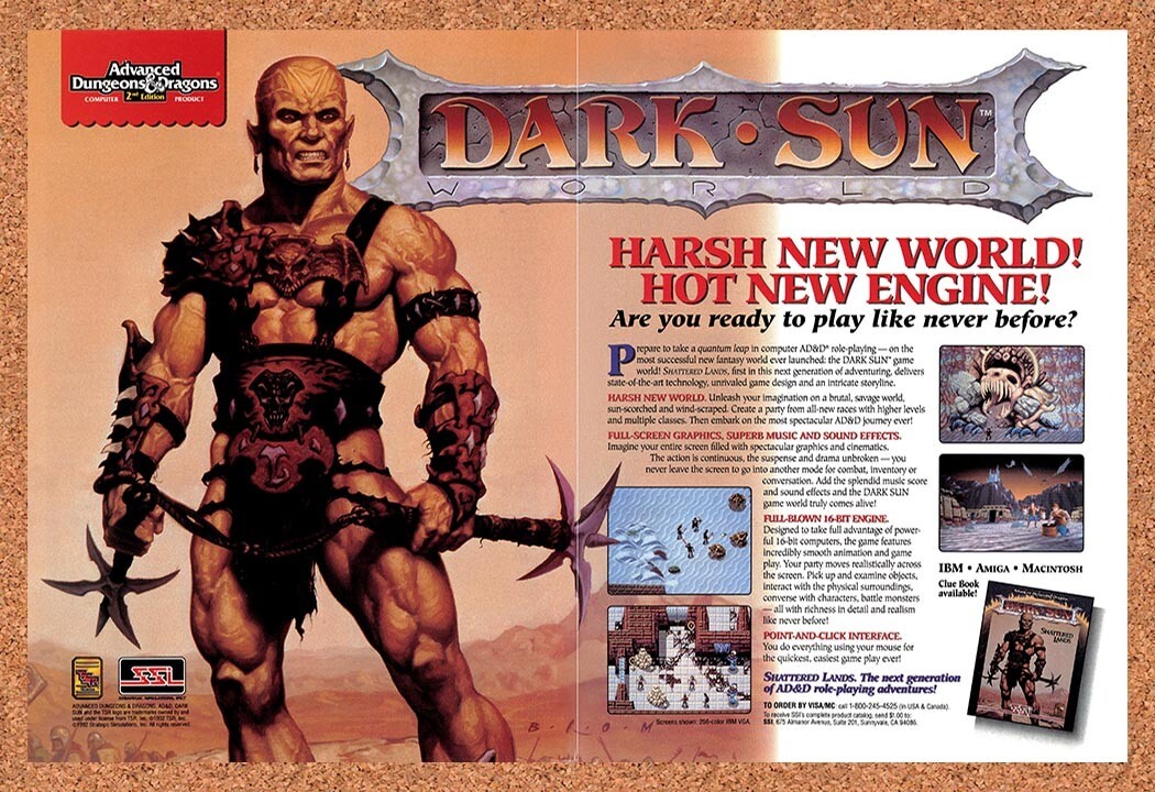 1991 Advanced Dungeons & Dragons Dark Sun IBM Original Ad / Retro Promo v2 1991 Advanced Dungeons & Dragons Dark Sun IBM Original Ad / Retro Promo v2