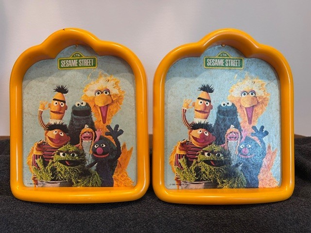 Vintage 1980s Sesame Street Book Ends, Set, Big Bird, Cookie, Bert, Ernie, Oscar