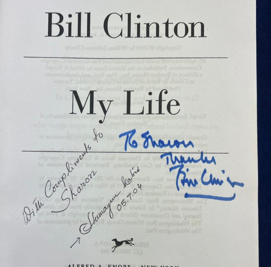 Bill Clinton Inscribed to Sharon Signed My Life 2004 1st Edition President Book