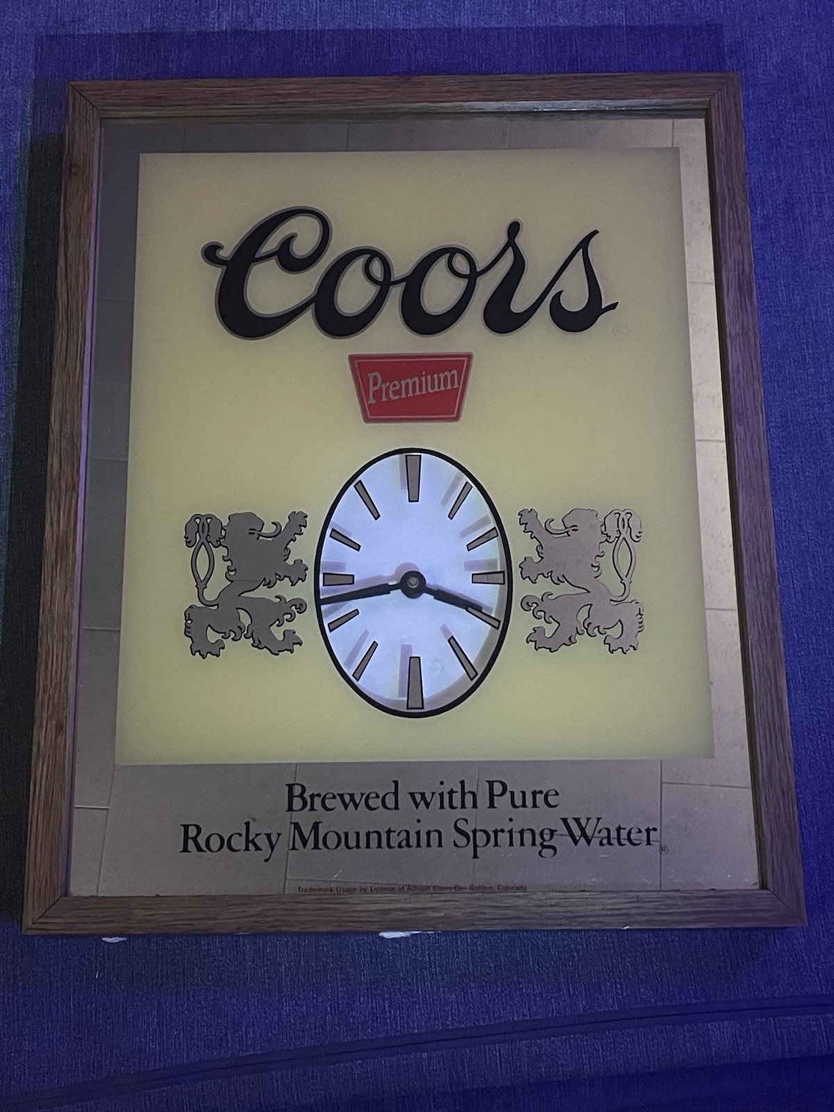 Vintage Coors Premium Mirrored Wall Clock/Bar Sign Tested/Works