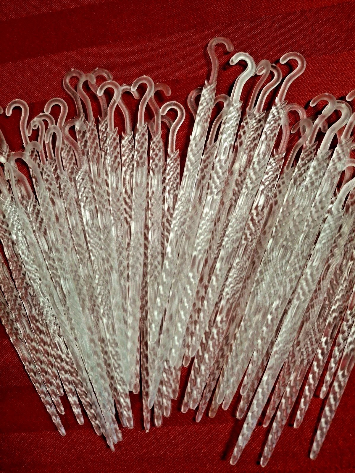 Lot Of 48 Icicle Christmas Ornaments Plastic 5 1/2