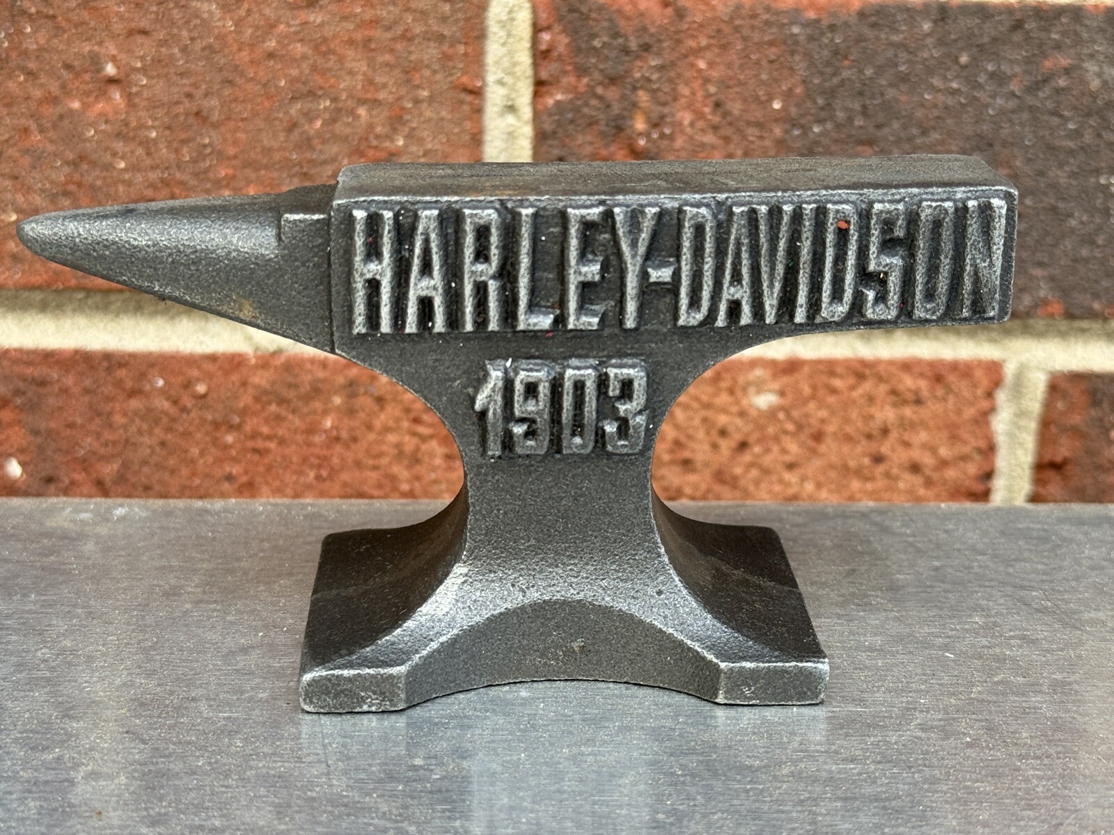 Harley Davidson Motorcycle 1903 Cast Iron Miniature Anvil Embossed Lettering