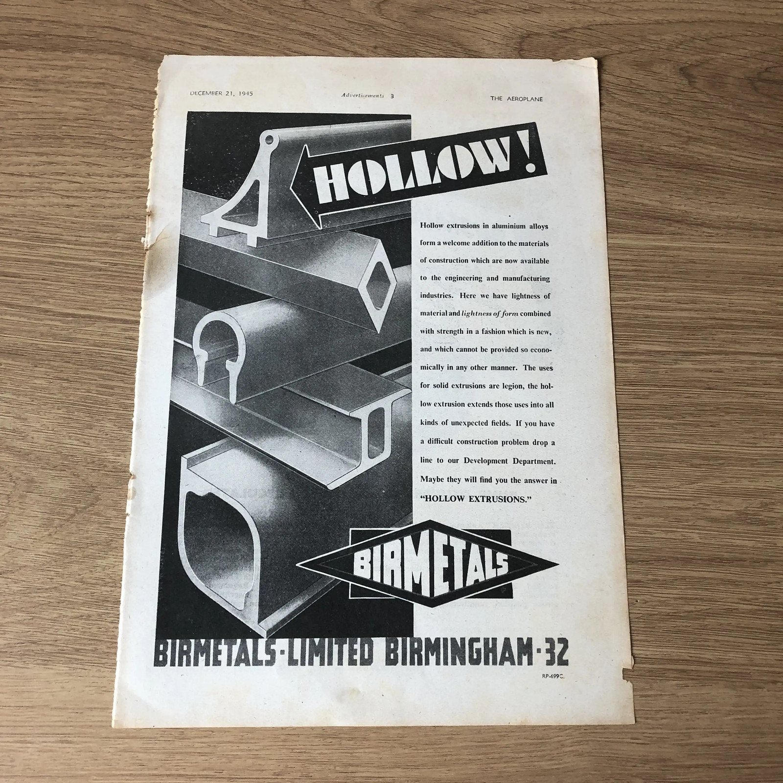 SAIR50 MAGAZINE ADVERT 11X8 BIRMETALS: HOLLOW EXTRUSIONS