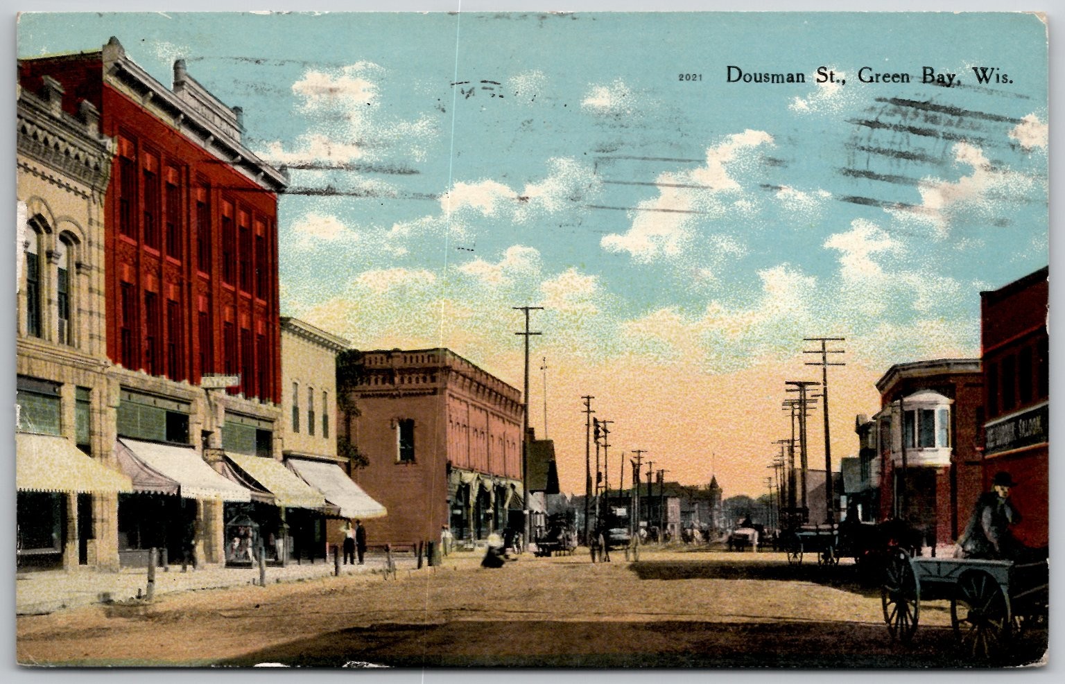 Dousman St Green Bay Wisconsin 1912 E. A. Bishop Street View Postcard