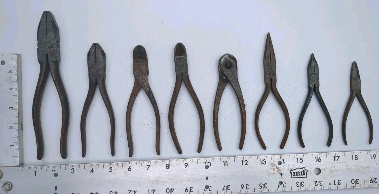 VTG Lot 8 Lineman Channel Locks Pliers Wire Side Cutter Crescent Utica Cam-Ron +