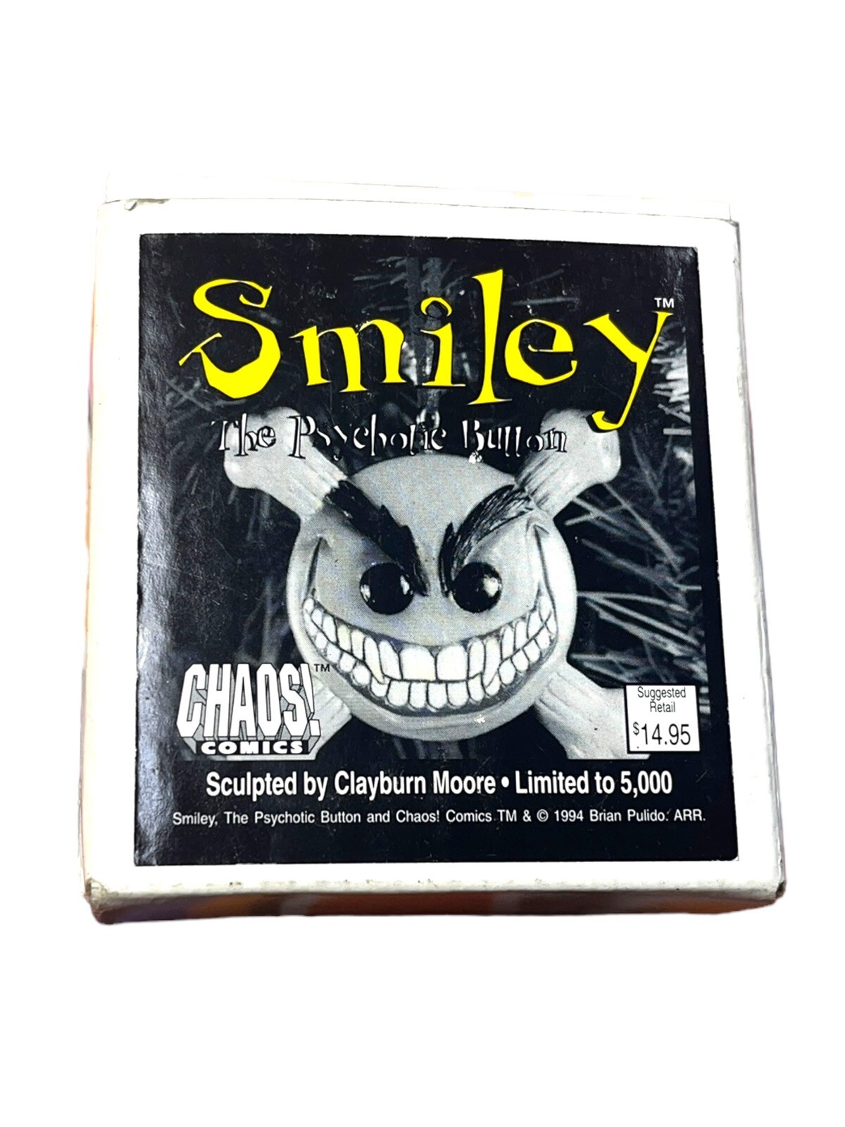 SMILEY THE PSYCHOTIC BUTTON (1994) ORNAMENT **3/5000** RARE VINTAGE LOW SCULPT #