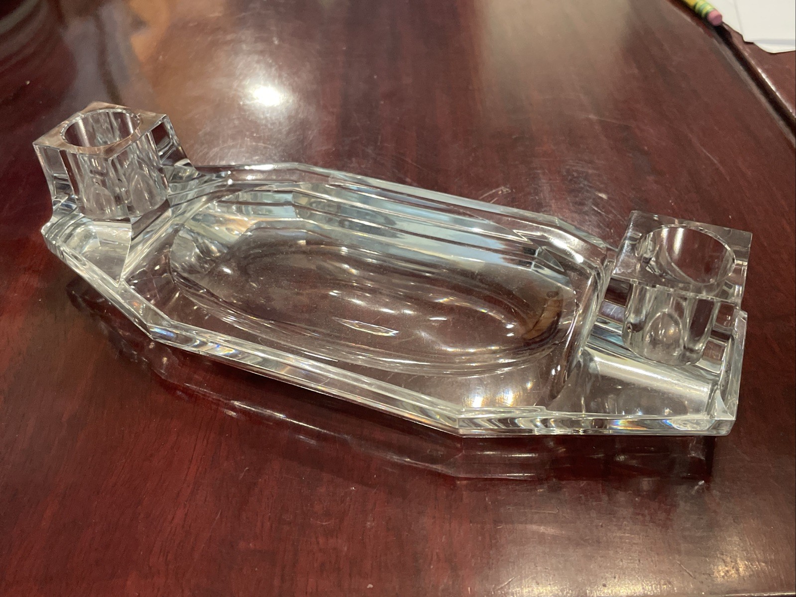 Antique Candle Holder - 2 Candles Baccarat Crystal  France - Signed - Small Chip