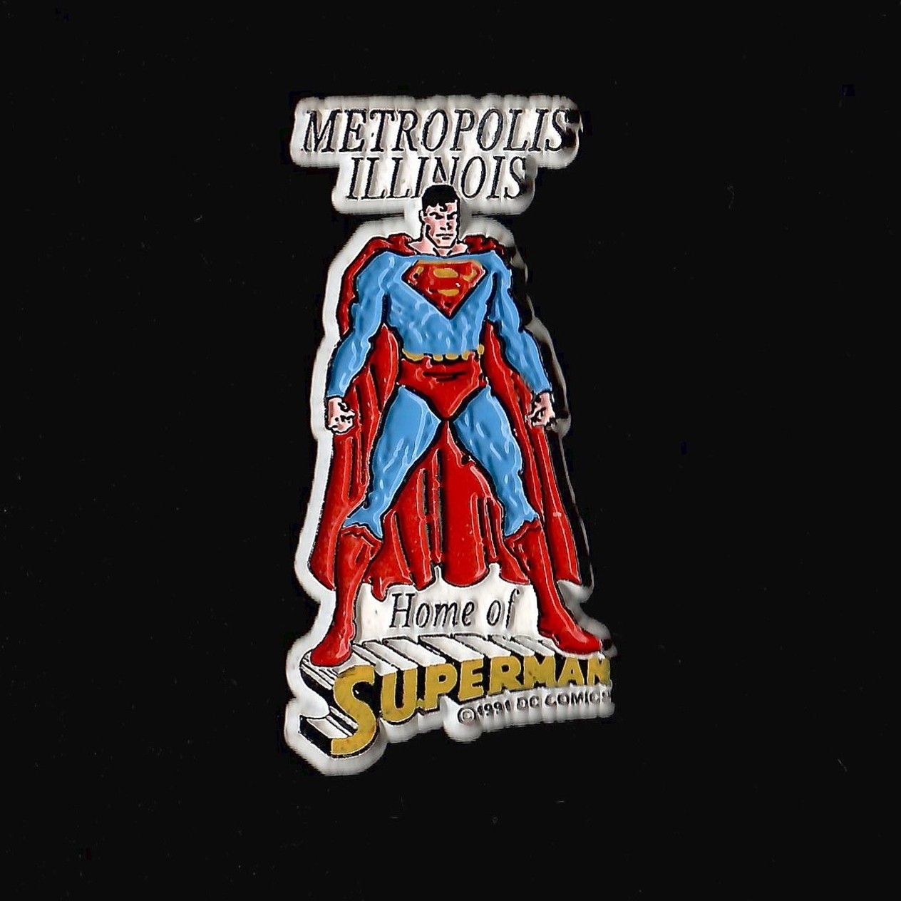 Superman Metropolis, IL D.C. Comics Vtg Rubber Fridge Magnet Cartoon Souvenir