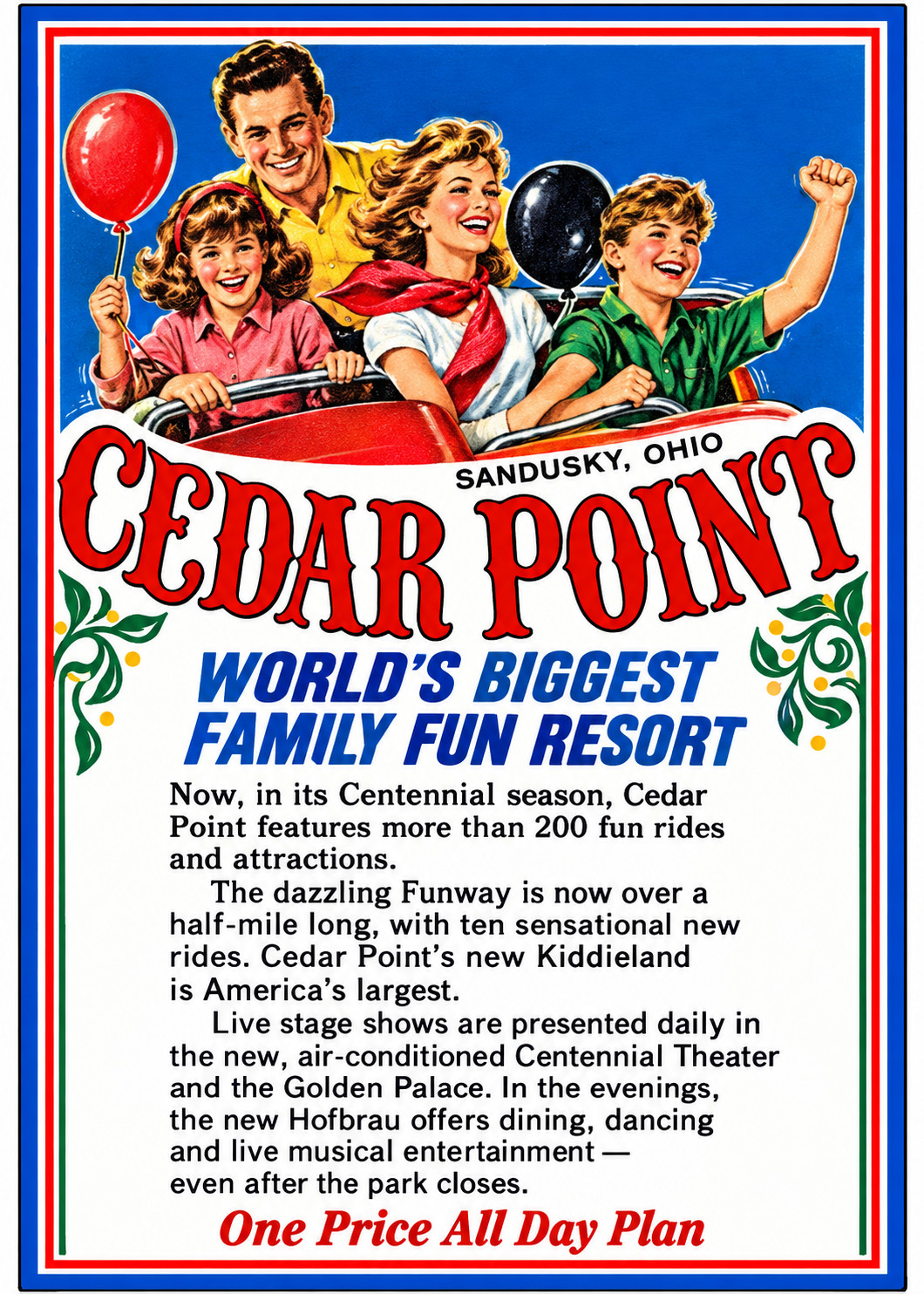Vintage Cedar Point Amusement Park Ad Magnet - Sandusky, Ohio