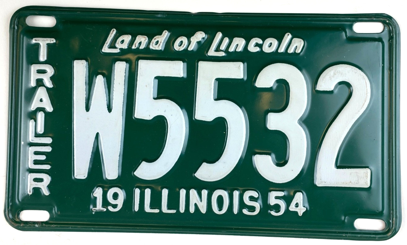 Vintage Illinois 1954 Trailer License Plate W 5532 Garage Airstream Garage Decor