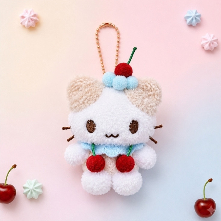 Sanrio Characters Plush Doll Dessert Masyumaro 10cm Key ring Chain Bag charm