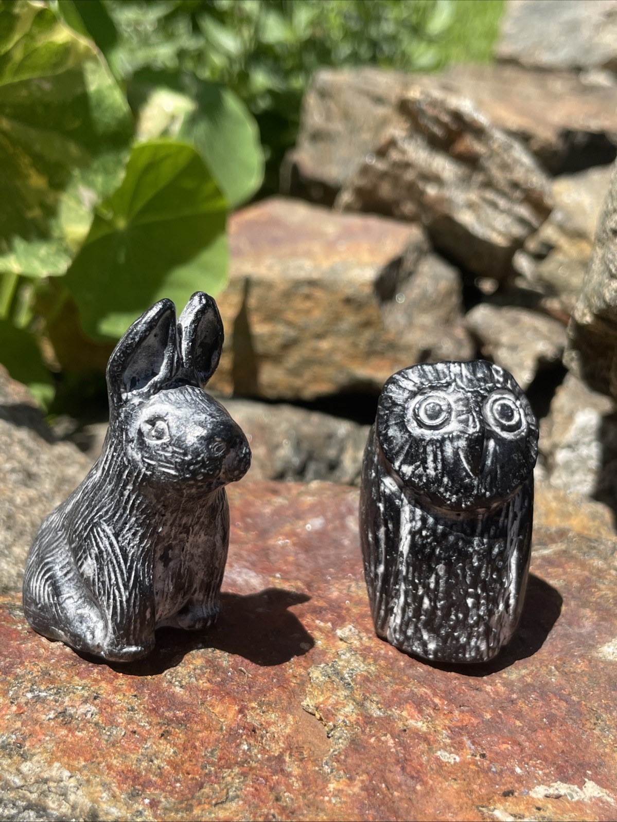 Vintage Aardik Collection Carved Soapstone Wolf Owl Figures Small 2”