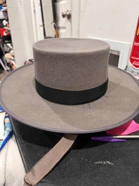 VINTAGE MANUEL CONDE G TOLEDO GRAY FELT FLAT TOP SOMBRERO FROM SPAIN 