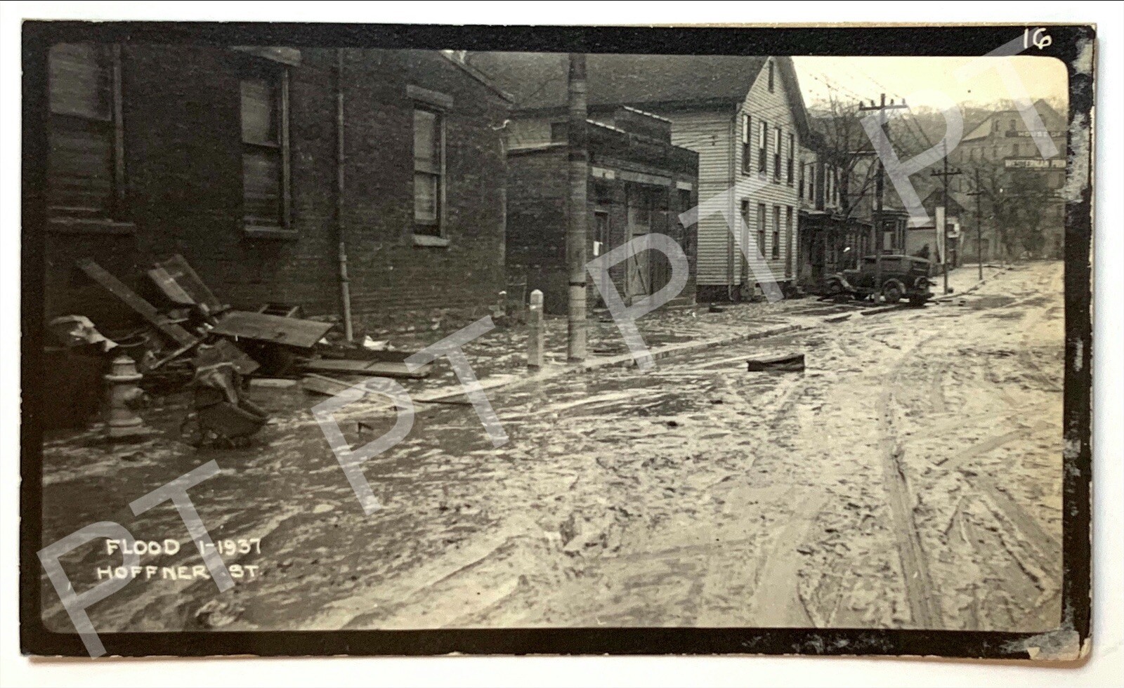 Vtg Photo 1937 Flood Damage Survey Cincinnati Street View Cars Signs BKC - J
