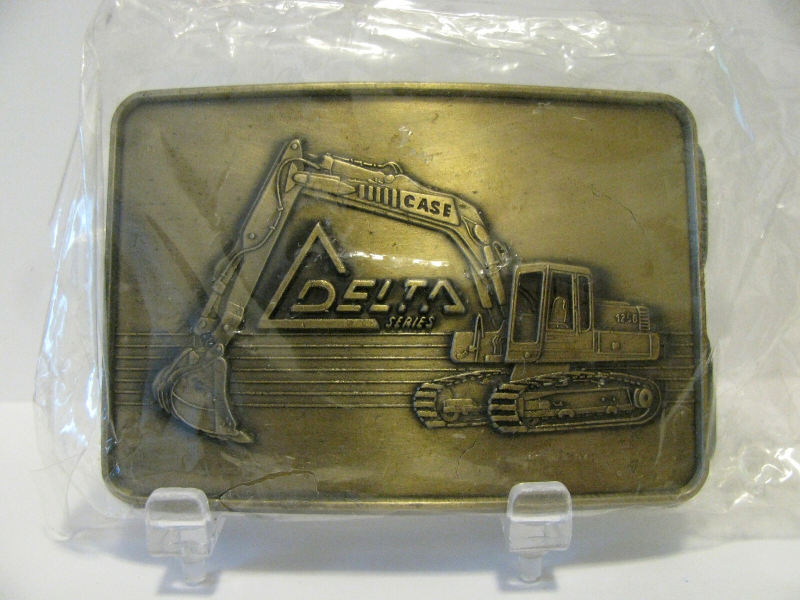 *Case Construction Delta 125B Crawler Excavator Brass Belt Buckle 1986 LimitedEd